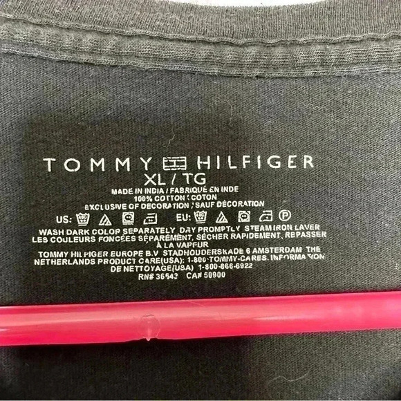 Tommy Hilfiger T-Shirt V-Neck Black Size Extra Large - Picture 8 of 15